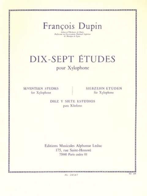 Dupin, François: 17 Études pour Xylophone bei Musik-Dinge Wien