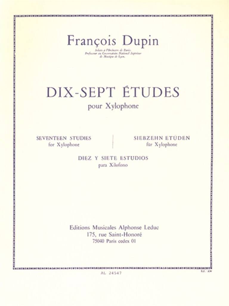 Dupin, François: 17 Études pour Xylophone bei Musik-Dinge Wien